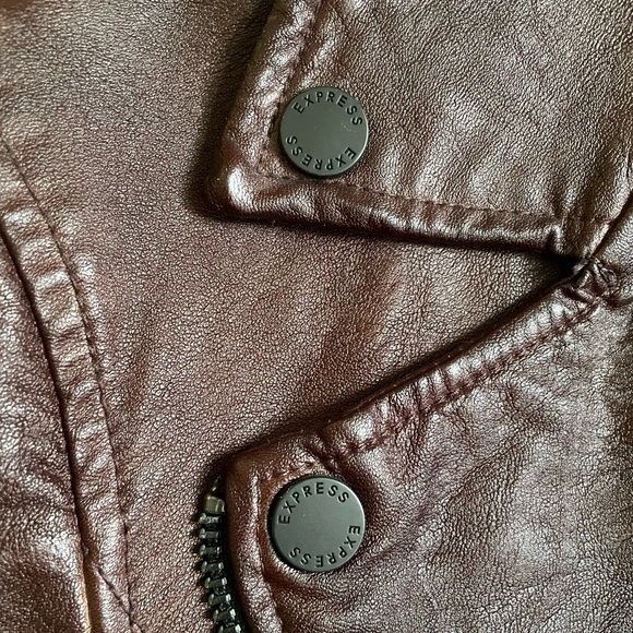 Vintage Express Vegan Leather Jacket Brown/Maroon - Picture 5 of 8